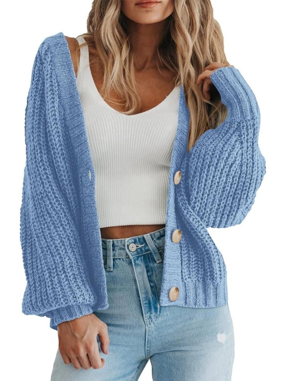 Cozy Chunky Knit Open Front Cardigan Sweater for Fall Outfits & Layering
